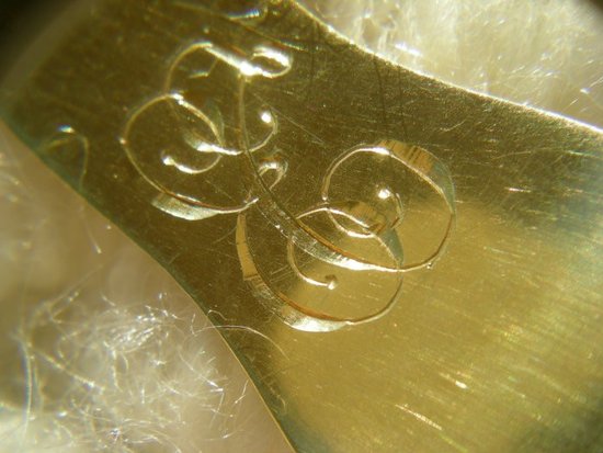 12 coffee / dessert spoons in vermeil monogram neck brace Goldsmith Philippe Berthier (Ref A 0040)