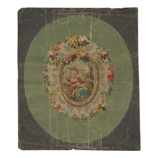 Carton of tapestry of aubusson bouquetière