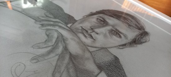 Graue Bleistiftzeichnung/ Porträt von Alain Delon 2014