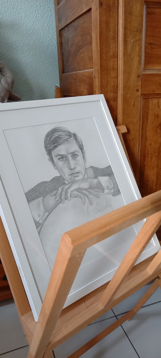 Graue Bleistiftzeichnung/ Porträt von Alain Delon 2014