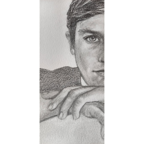 Graue Bleistiftzeichnung/ Porträt von Alain Delon 2014