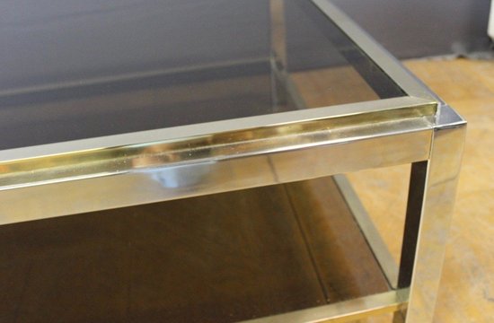 Grande tavolino in metallo cromato e dorato Entourage di Willy Rizzo, 1970 circa