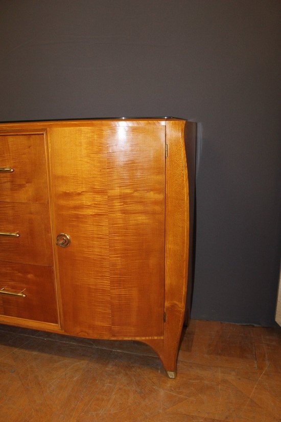 Credenza in legno chiaro d'epoca Art Déco 1930 circa