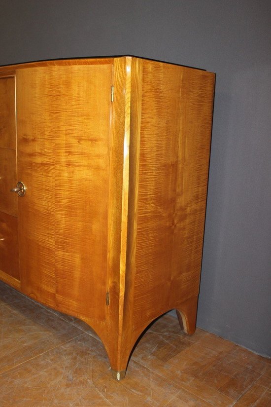 Credenza in legno chiaro d'epoca Art Déco 1930 circa