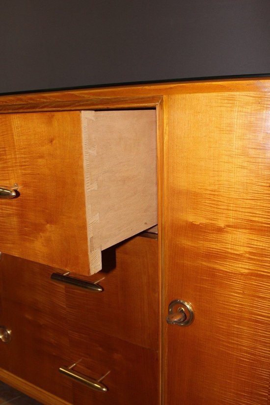Credenza in legno chiaro d'epoca Art Déco 1930 circa
