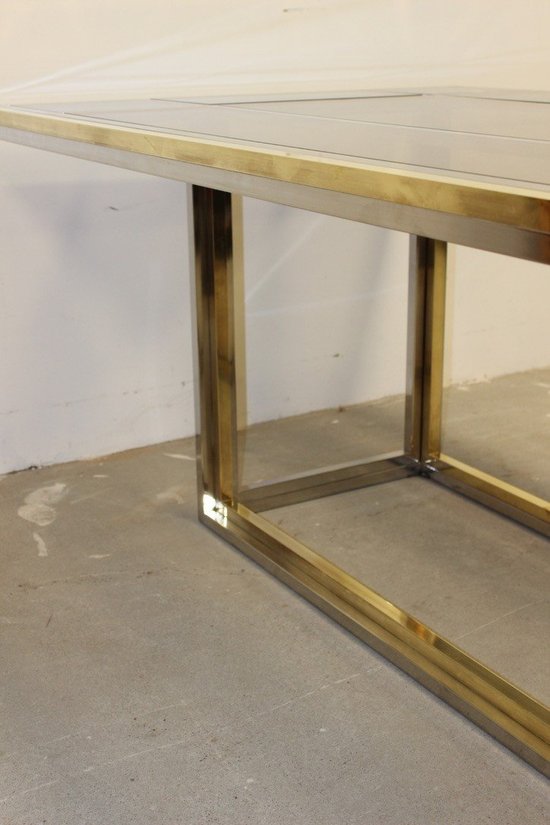 Dining Table And Chrome And Brass By Romeo Rega About 1970