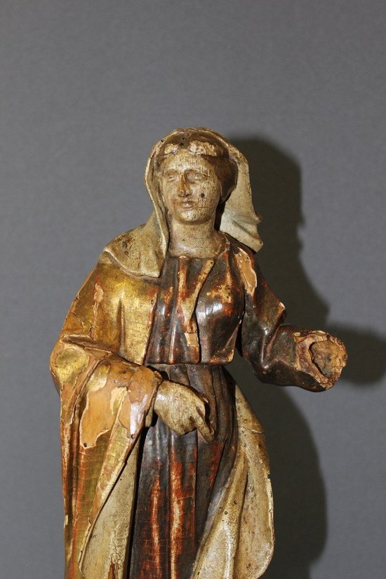 Sculpture of a Saint in Polychromed and Gilded Wood XVIII