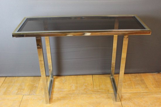 Console Chromée Et Dorée Par Roméo Rega Vers 1970