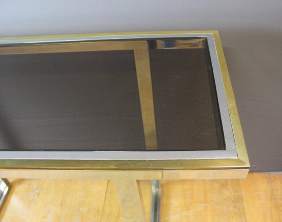 Console Chromée Et Dorée Par Roméo Rega Vers 1970