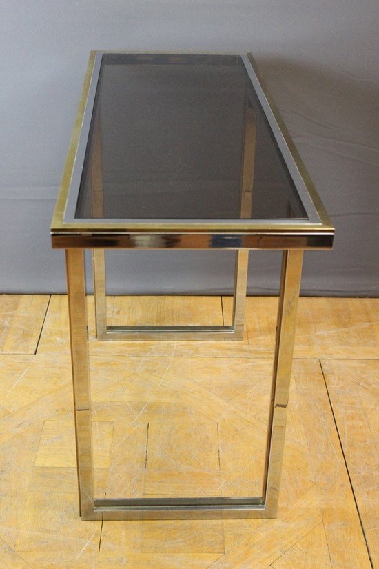 Console Chromée Et Dorée Par Roméo Rega Vers 1970