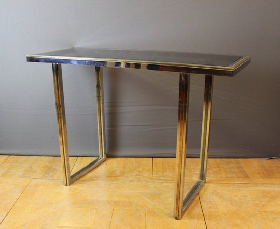 Console Chromée Et Dorée Par Roméo Rega Vers 1970