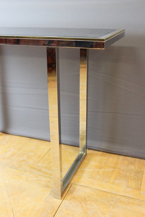Console Chromée Et Dorée Par Roméo Rega Vers 1970