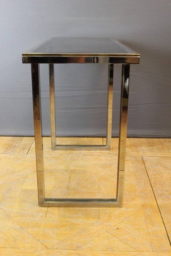 Console Chromée Et Dorée Par Roméo Rega Vers 1970