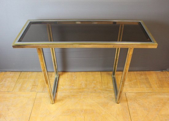 Console Chromée Et Dorée Par Roméo Rega Vers 1970