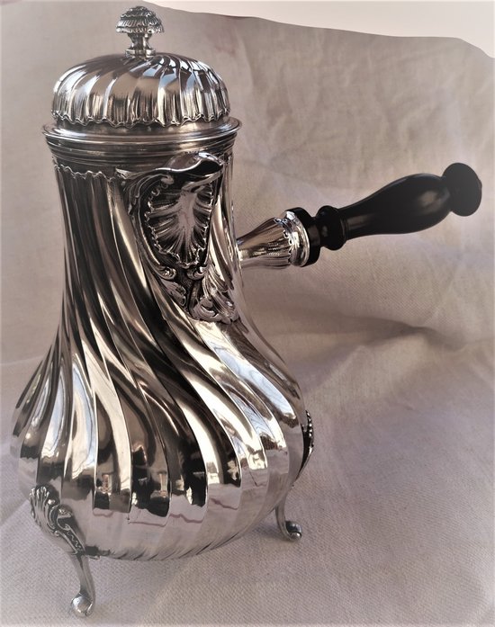 Solid silver jug / chocolate maker punch neck brace model dimensions "Tors"