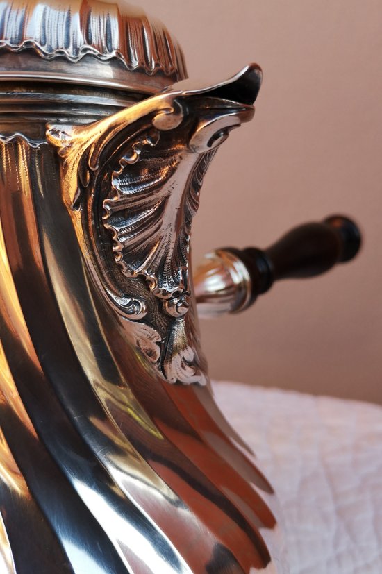 Solid silver jug / chocolate maker punch neck brace model dimensions "Tors"