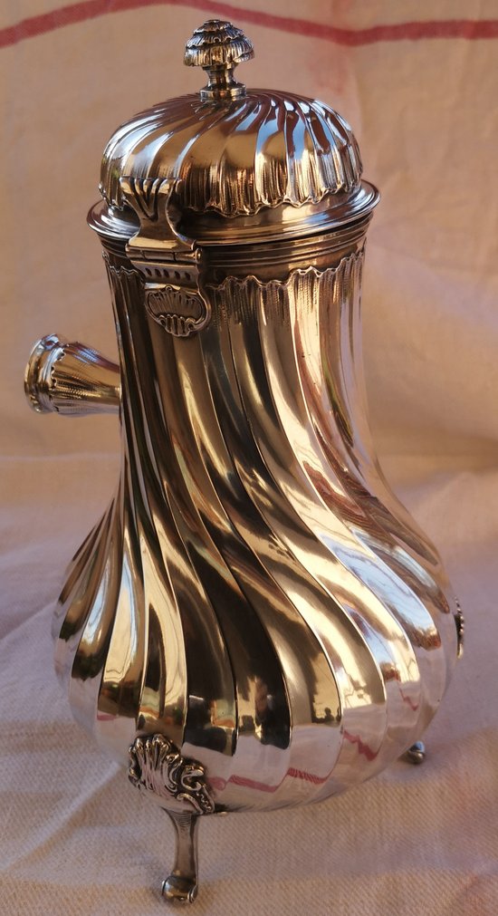 Solid silver jug / chocolate maker punch neck brace model dimensions "Tors"