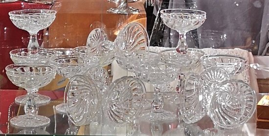 10 calici da champagne BACCARAT in cristallo trasparente, modello Twisted Bamboo (ref V 0021)