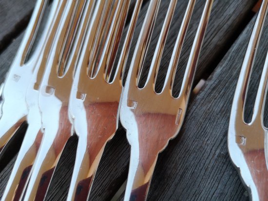 12 pezzi di posate in argento, modello Giappone, argenteria Christofle
