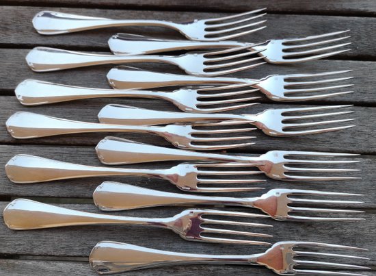 12 pezzi di posate in argento, modello Giappone, argenteria Christofle
