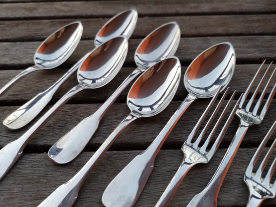 6 "Uniplat/old Paris" model flatware, Tétard silverware