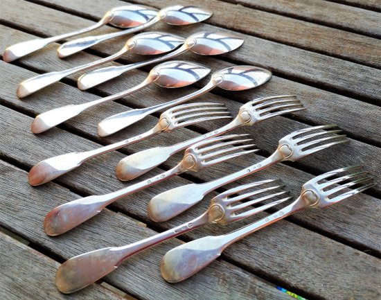 6 "Uniplat/old Paris" model flatware, Tétard silverware