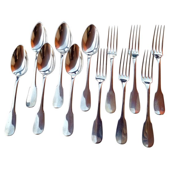 6 "Uniplat/old Paris" model flatware, Tétard silverware