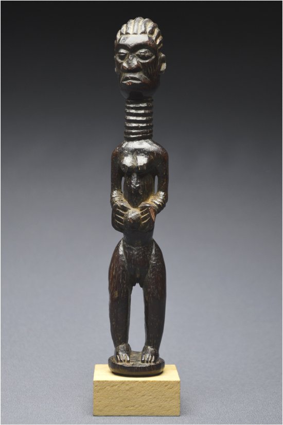 Democratic Republic of Congo (ex Zaire), Ndengese people, Mid 20th century, Ancient anthropomorphic fetish in wood with shiny patina