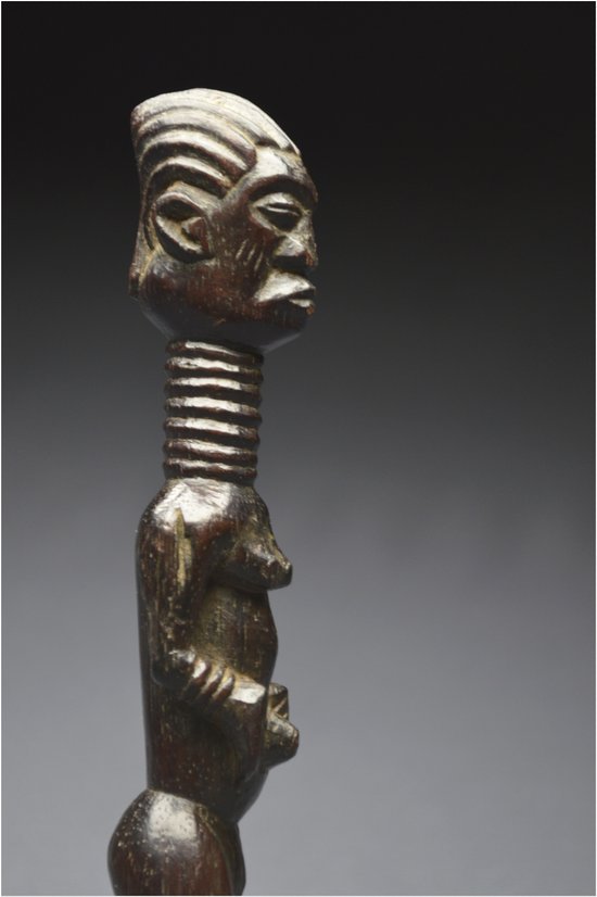 Democratic Republic of Congo (ex Zaire), Ndengese people, Mid 20th century, Ancient anthropomorphic fetish in wood with shiny patina