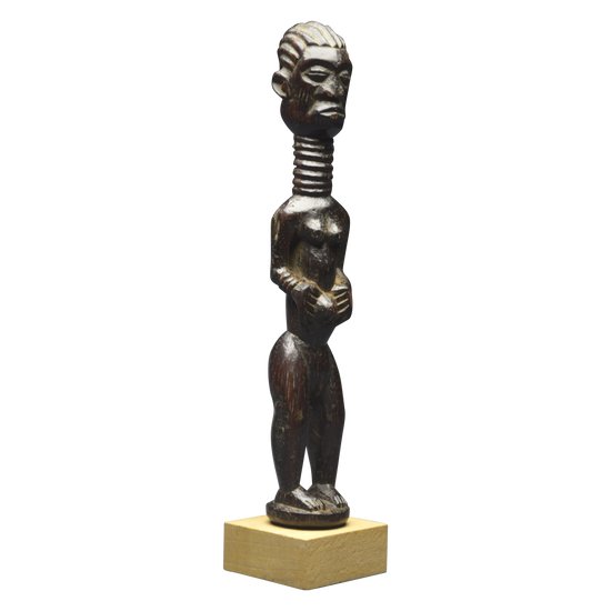 Democratic Republic of Congo (ex Zaire), Ndengese people, Mid 20th century, Ancient anthropomorphic fetish in wood with shiny patina