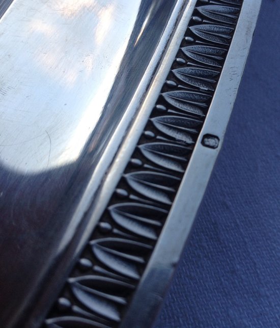 Plat ovale et creux en argent massif minerve motif palmettes (A 0154)