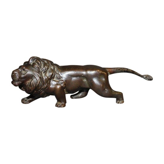 Bronze Okimono Representing a Lion About 1900 Signed
