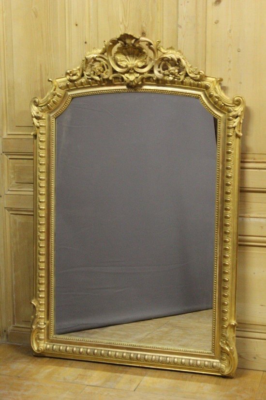 Specchio in legno e stucco dorato in stile Luigi XV XIX