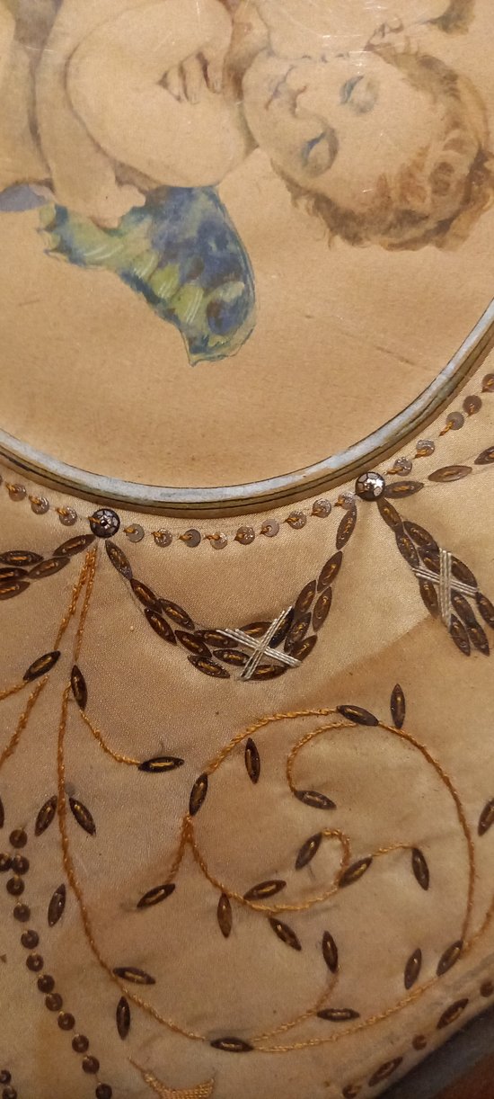 Broderie sur soie XIXeme