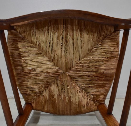 Chaise à Langer Paillée en Merisier, époque Directoire - 1ère partie du XIXe