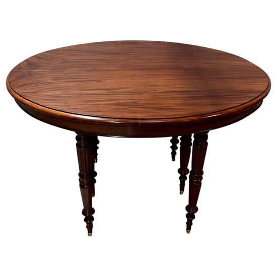 Oval table in solid mahogany, Louis-Philippe period - Middle 19th century