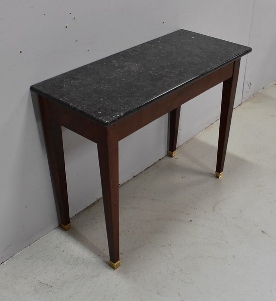 Petite Table Console en Placage de Ronce d'Acajou, goût Directoire - 1ère partie du XIXe