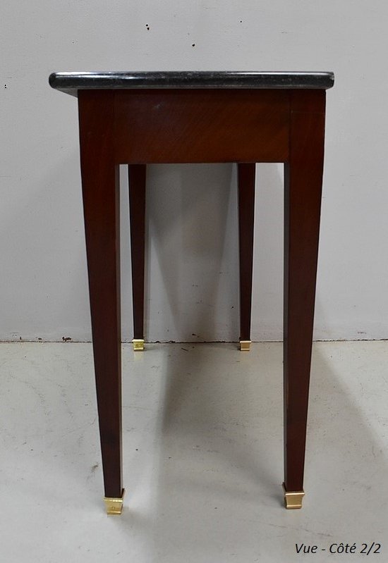 Petite Table Console en Placage de Ronce d'Acajou, goût Directoire - 1ère partie du XIXe