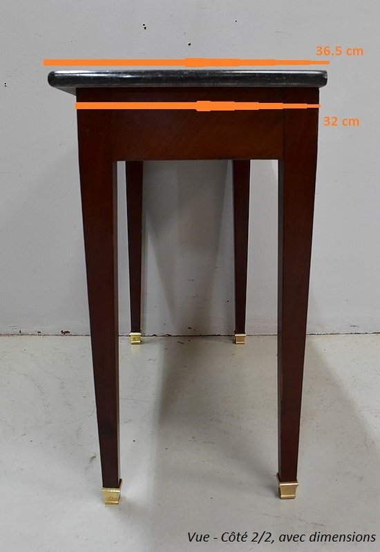 Petite Table Console en Placage de Ronce d'Acajou, goût Directoire - 1ère partie du XIXe