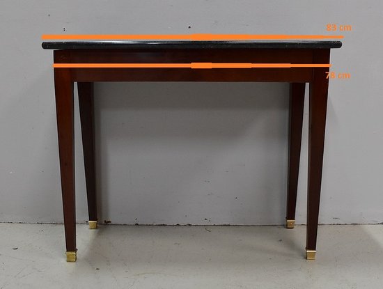 Petite Table Console en Placage de Ronce d'Acajou, goût Directoire - 1ère partie du XIXe