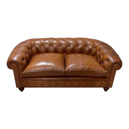 Canapé Chesterfield Capitonné en Cuir - Fin XIXe