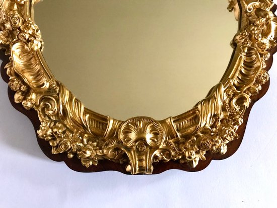 Miroir de table en bronze doré héraldique Circa 1880
