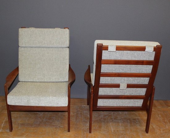 Coppia di poltrone danesi in teak, circa 1970