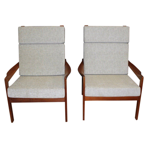 Coppia di poltrone danesi in teak, circa 1970
