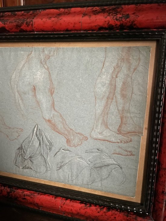 Cadre Ancien Avec Sanguine Etude Anatomie