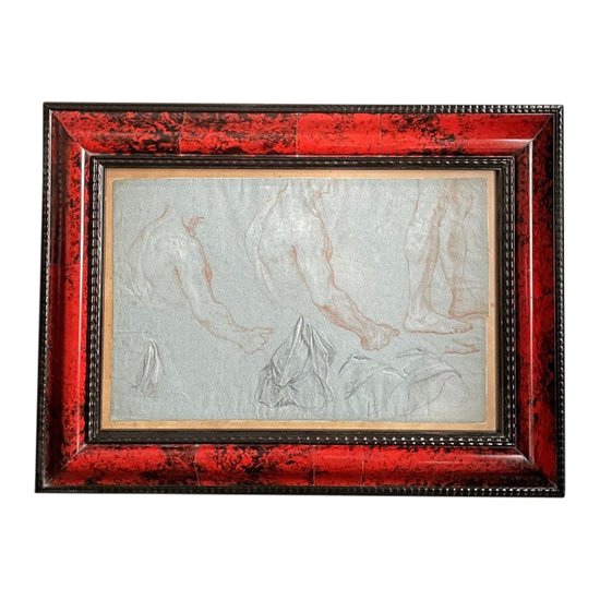 Antique Frame With Sanguine Anatomy Study