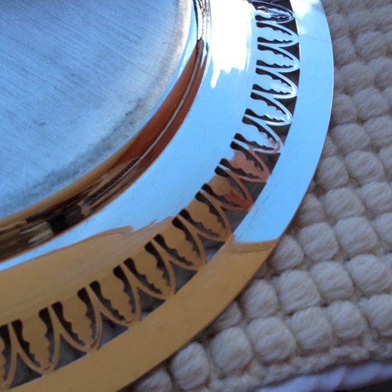 Round dish in silver plated silver plated with openwork decoration diameter 36 cm (ref MA 0535)