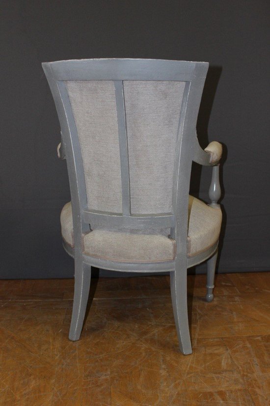 Pair Of Directoire Period Armchairs In Painted Wood XIX