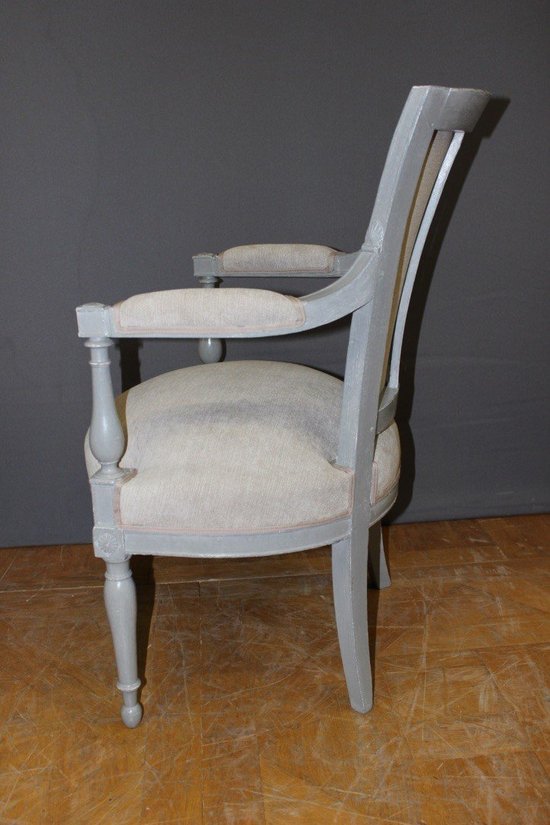 Pair Of Directoire Period Armchairs In Painted Wood XIX