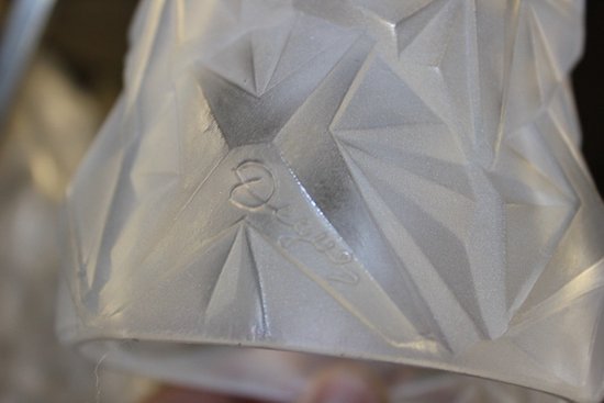 Lampadario d'epoca Art Déco con piatti firmati Degué